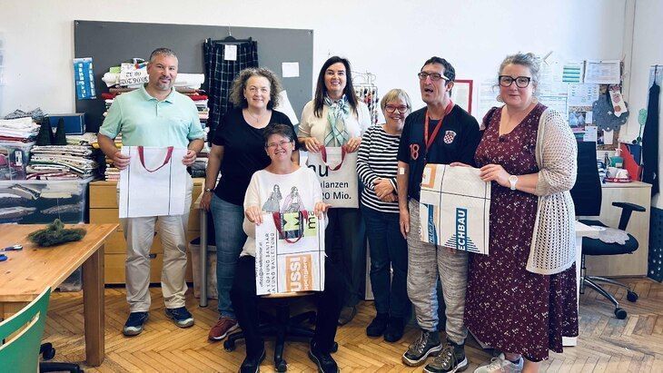 Recycling-Taschen in Werkstätte