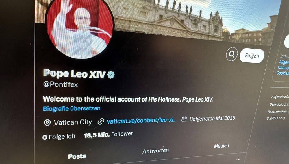 Account von Papst Leo XIV. auf X (vormals Twitter)