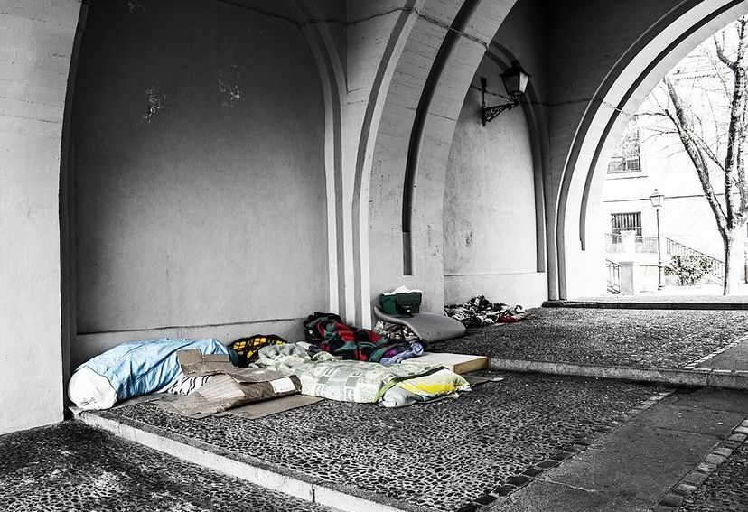 Schlafquartier eines Obdachlosen