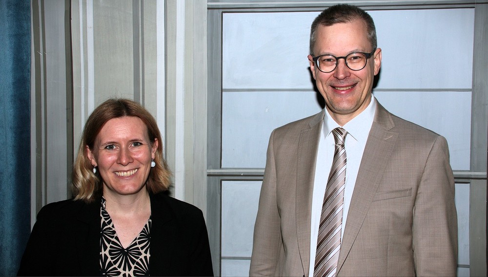 Antrittsvorlesungen am 8. Mai 2025 - v.l.: Prof. Sabine Konrad (Kirchenrecht), Prof. Liborius Lumma (Liturgiewissenschaft)