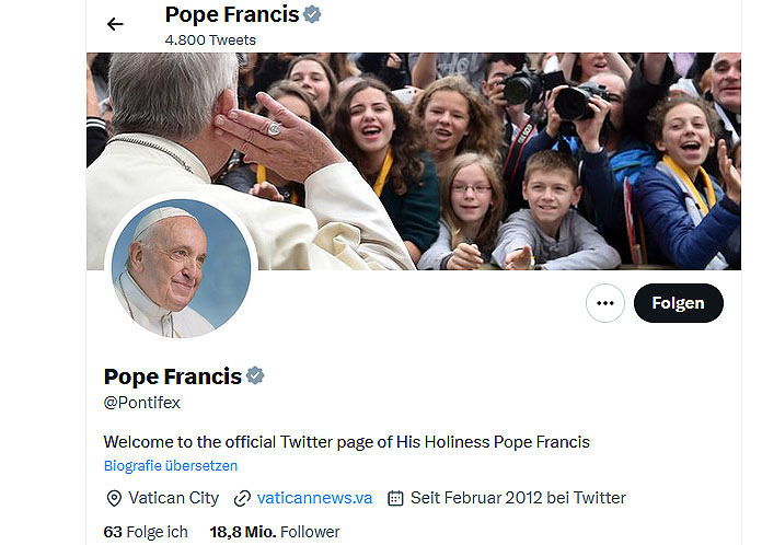 Papst-Account auf Twitter