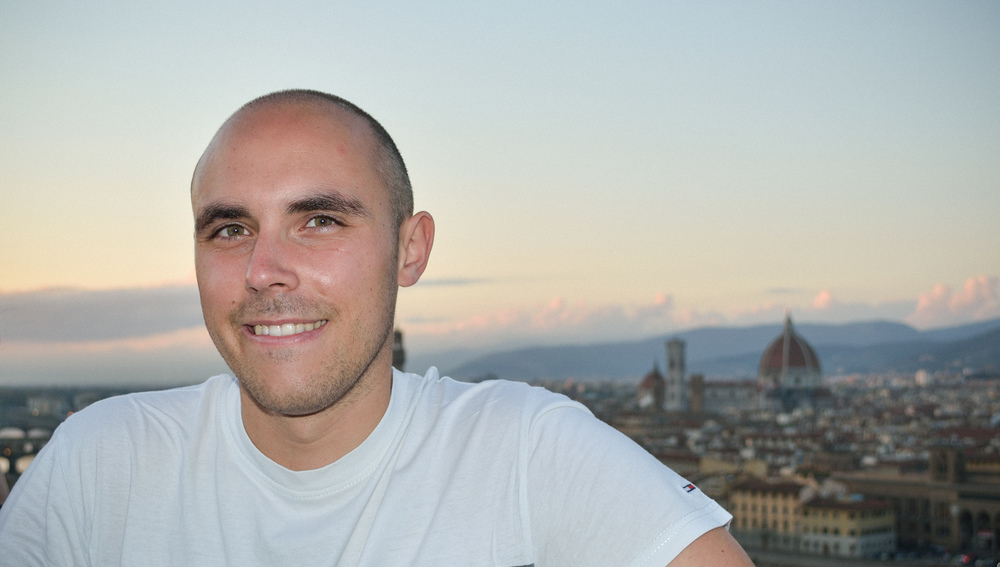 Student Michele Ravizza am 22. Oktober 2021 in Florenz (Italien)