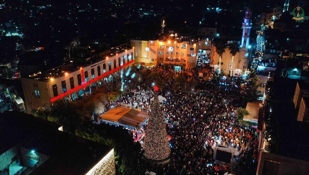 Illumination des Christbaums in Bethlehem 2025