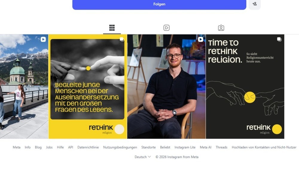Screenshot Instagram-Profil Kampagne rethink_religion