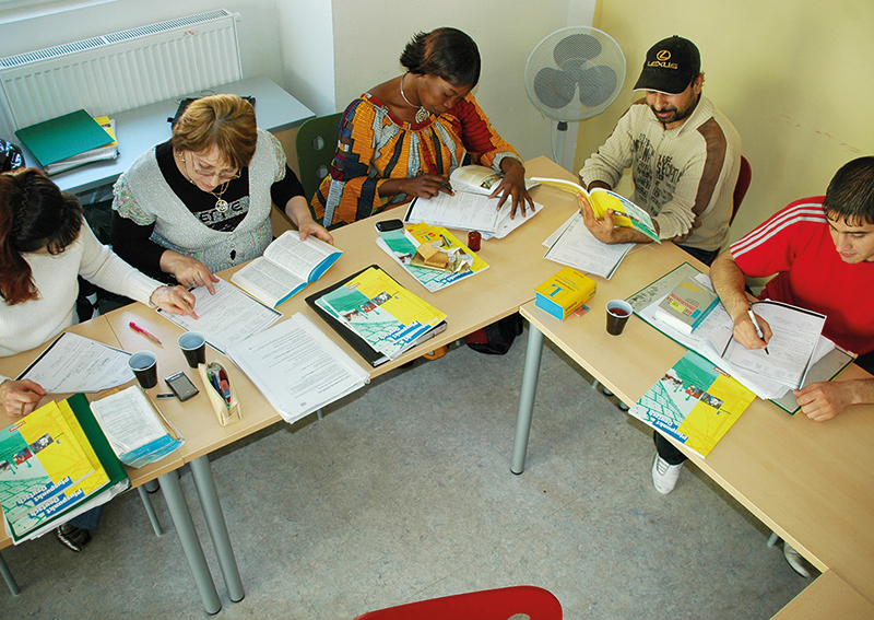 Flüchtlinge beim Deutschkurs