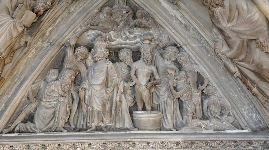 Taufe und Martyrium des hl. Paulus – Tympanonrelief aus dem SingertorGotisches Fürstenportal des Wiener Doms 