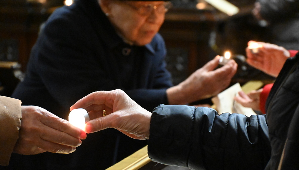 Aufgenommen in der Wiener Franziskanerkirche am 24. Februar 2023 beim Friedensgebet (ein Jahr Ukraine-Krieg)