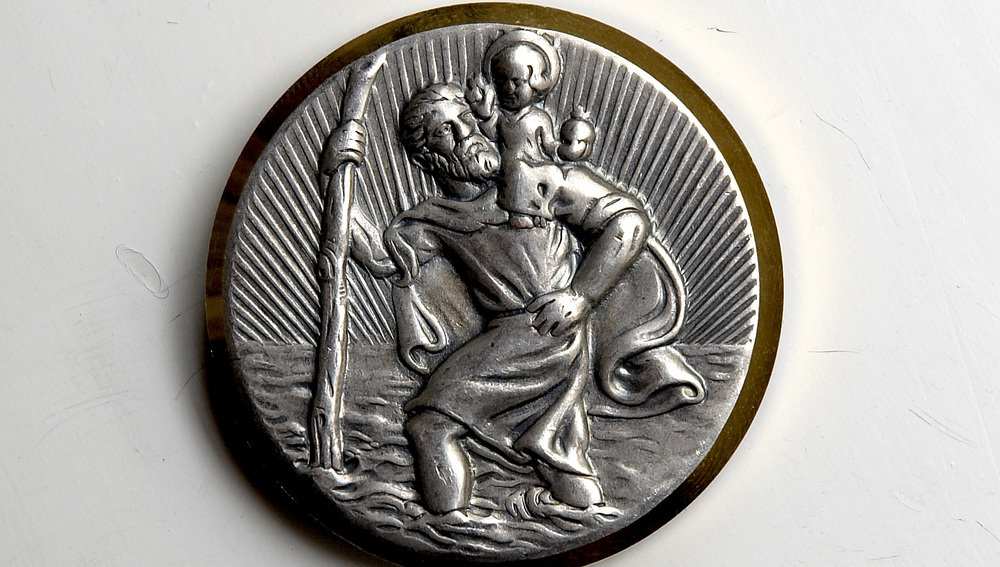 Christophorusmedaille - Plakette mit dem Bild des hl. Christophorus