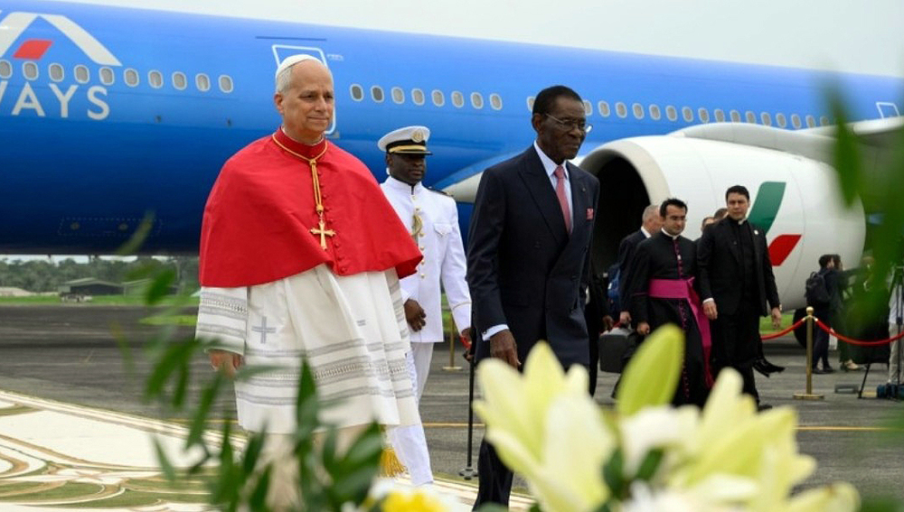Papst Leo XIV. mit dem Präsidenten von Äquatorialguinea Teodoro Obiang