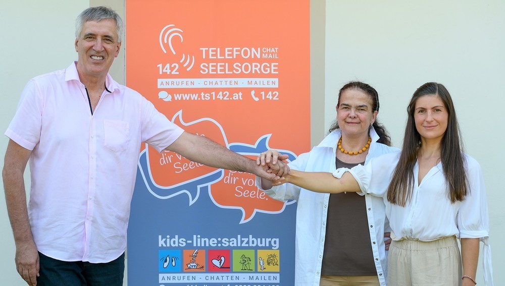 Gerhard Darmann, Michaela Koller, Marlene Korsin von der Telefonseelsorge Salzburg