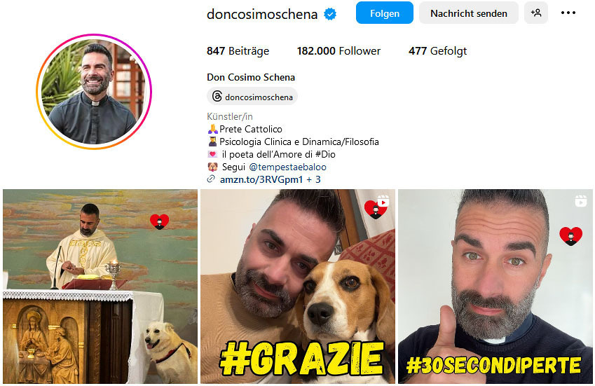 Screenshot Instagram Don Cosimo Schena