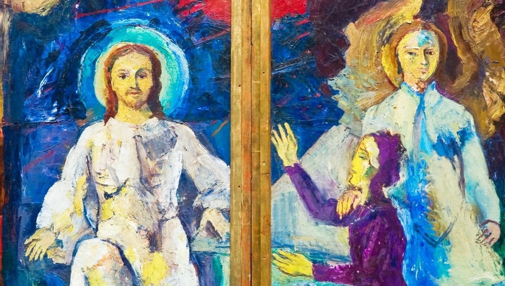 Auferstandener Christus, hl. Maria Magdalena und Engel am Mogersdorfer Altar