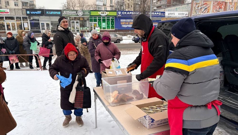Caritas-Essensausgabe in Kiew